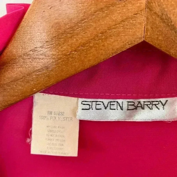 VTG Women's Sz.12 Sheer Puff-Sleeve Blouse Hot-Pink Pleated Front Victorian - Picture 2 of 9